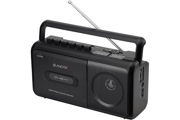 Lecteur cassette portable Boombox avec radio AM/FM stéréo, enregistreur cassette avec prise casque, alimenté par piles ou via prise secteur