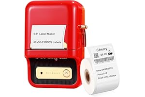 BrokSilent Label Makers Niimbot B21 with Tape, Bluetooth Label Maker Business Thermal Label Printer Price Gun Shipping Label Tag Writer for Home Office Organization Commercial Use（Red）