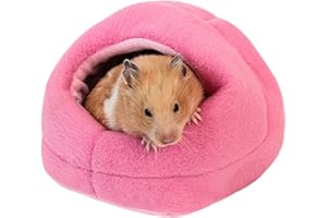 CutitiUU 15 x 13 x 10 CM Cama para hámster de Invierno,Cama de Conejillo de Indias,escondite de Conejillos de Indias,pequeñas Mascotas Zapatillas de Invierno Nido de algodón (Rosa)