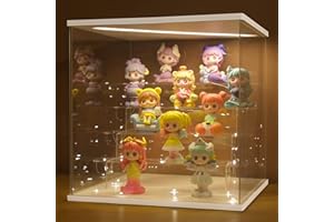 ACRLIE 5 Steps Ceiling Light Acrylic Display Case with White Base, Collectibles Display Shelf, Display Boxes for Collectibles Dustproof Protection Showcase(5 Steps-Transparent, White)