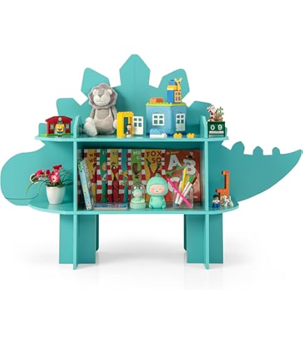 Joyz kinderplank 3 etages, dinosaurus, houten speelgoedplank met open