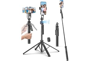 QIRITA 163cm Palo Selfie Tripode para Movil, Trípode de seguimiento facial automático, 360 Flexible Rotacion grados con Inalámbrico Control Remoto Selfie Stick Soporte Compatible con iPhone/Android/Cámara