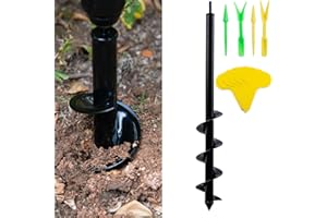CHANGE MOORE CHANGEMOORE 8X60cm Heavy Duty Auger Post Hole Digger with 2 Sets of Seedling Tool and 100Pcs Planting Labels, Auger Drill Bit Set, Fence Post Digger Tool, Garden Auger for Planting Bulbs Seedlings