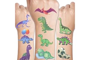 CHARLENT Tatuaggi Temporanei Glitter con Dinosauri per Bambini - 110 Stili Glitter Tatuaggi Dinosauri per Ragazzi e Ragazze per Feste di Compleanno a Tema Dino