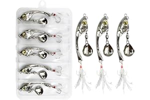 Yixinly Juego de 5 Unidades de 15 g en Caja de Cebo, Cuchara de Metal, anzuelos para Perca, Lucio, lucioperca, cacho