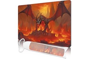 Nkddert MTG Spielmatte, Spielmatten für TCG, 61 x 35,6 cm, MTG-Spielmatte mit kostenloser Aufbewahrungstasche für Kartenspiele, wasserdichte und rutschfeste Gaming-Spielmatte (Flaming Dragon MTG