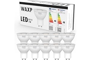 WAXP 7W GU10 LED Bulbs Warm White, 3000K, No Flickering, 38° Beam Angle, 540lm Spotlight Bulbs, 50-60W Halogen Light Bulbs Equivalent, Non-Dimmable, 10 Pack