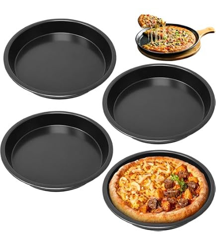 JNWYH 4er Set Runde Backbleche - Kohlenstoffstahl Pizzableche Mit Antihaft