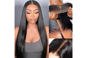 MSSUNLIGHT Wear and Go Glueless Wig Human Hair Pre Plucked Pre Cut Ready to Wear 7x5 Bye Bye Knots Wig Straight Glueless Wig Pre Bleached Knots HD Transparent Lace Front Closure Wig Human Hair 24 Inch