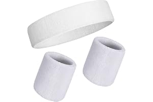 AILIVER Sweatband Set Wristbands Headbands 3 Pieces Wrist Men Women Sweat Bands for Running Exercise Gym Sports Tennis Basketball Moisture Wicking(Wristbands 3.15 * 3.15 inch)