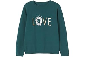 Vertbaudet Mädchen Pullover, Glitzer-Schriftzug