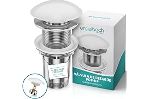 Engelbach® Válvula Universal desagüe Lavabo sin rebosadero - Click Clack con 4 Juntas - Apta para lavabos estándar - Manual de instalación