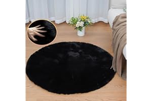 ORINOVA Tappeto Rotondo Nero 90 cm Tappeto Camera da Letto Morbido Piccolo Tappeto Salotto Moderno Lavabile