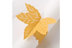 MORGIANA 50PCS Leaves Disposable Napkin Rings, Paper Napkin Holder Rings, Maple Leaf Serviette Buckles Holder for Table Setting, Wedding, Party, Chirstmas,Thanksgiving Day