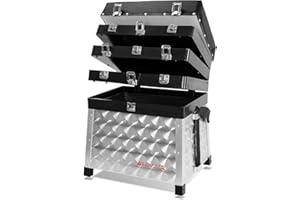 Arapaima Fishing Equipment® Boîte de pêche et de siège à 4 niveaux | Tackle box de pêche en aluminium | Sac pour accessoires de pêche