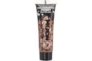 Holographic Chunky Face & Body Glitter Gel by Moon Glitter - Rose Gold - Cosmetic Festival Glitter Face Paint for Face, Body, Hair, Nails - 12ml
