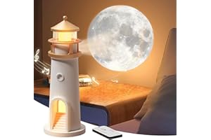 HUIKUANGEU Leuchtturm Deko,Leuchtturm Lampe,LED Leuchtturm,Projektion Leuchtturm Lampe,Leuchtfeuer mit Fernbedienung und Bluetooth,Leuchtturm Geschenk,für Schlafzimmer Wohnzimmer Weihnachten Geburtstag