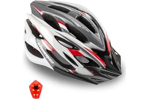 Shinmax Casco Bici Uomo Donna con LED Luce di Sicurezza Casco MTB con Visiera da Bici Ultraleggero Corsa Adulto Unisex da Bicicletta Ciclismo Protezione Regolabile