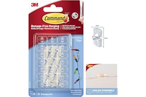 UKDEALS DIRECT UKDD® Command Self-Adhesive Damage Free Hanging Clear Decorating Clips for Fairy Lights Clear with Prep Pads for Quick and Easy Application