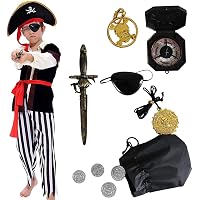 Windskids Piratenkostüm Für Jungen – Inkl. Augenmaske, Kompass, Schatzkarte & Schwert, Für Halloween & Karneval