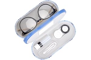 Muf Custodia per lenti a contatto portatile 2 in 1 a doppia faccia e custodia per occhiali, design a doppio uso con specchio integrato, pinzetta e lente a contatto bottiglia inclusa per kit da viaggio