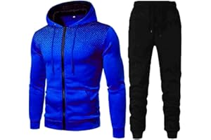 MJGkhiy Tuta Uomo Completa Felpa Con Cappuccio Due Pezzi Felpa e Pantalone Set Tracksuit Tute da Ginnastica Felpa Con Zip e Cappuccio Suit Felpata Invernale Tuta Abbigliamento Sportiva Tuta Completa
