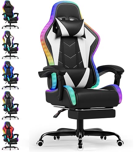 Dowinx Sedia Da Gioco Ergonomica Con Funzione Massaggio, Supporto Lombare, In Pelle PU, Colore Verde, Portata 150kg, Poggiapiedi Estraibile, Reclinabile Fino A 145°. - 5