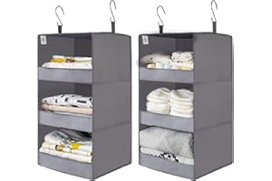 GRANNY SAYS Organizer da Appendere con 3 Scomparti, Organizer Armadio da Appendere, Organizer Armadio Salvaspazio per Vestiti, Grigio Appendi Borse da Armadio, Ripiani per Armadio Interno