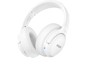 Uliptz - Auriculares Bluetooth 5.3 con Micro, 65 h de autonomía, 6 Modos de Sonido EQ, estéreo, Alta fidelidad, inalámbricos, circumaurales, Plegables, Ligeros, Viajes, Oficina, móvil, PC, Blancos