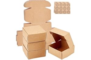 Aieraczy 7,5 x 7,5 x 3cm Scatola Regalo Compleanno, 30 Pezzi Scatole per Bomboniere, Scatoline Portaconfetti Matrimonio, Scatoline Cartone Piccole per Feste, Comunione, Natale,Marroni