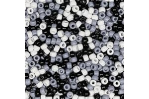 Tibaoffy Crafts Mélange de perles noires blanches et grises de 6 x 9 mm, environ 1 000 perles poney au total