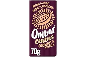 Vegan Chocolate Bar - Ombar Centres - Coconut & Vanilla - Organic Fair Trade Chocolate - Dairy and Gluten Free - Raw Cacao - 70g - Single Bar
