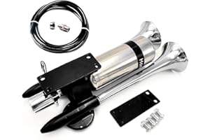 YIYIDA Car Horn, Super Loud 180DB Air Horn with Stainless Steel Air Tank, Zinc Double Tube Truck Horn, Suitable for 12v 24v Vehicles, Including Installation Hardware