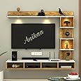 Anikaa Kirina Engineered Wood Wall Mount TV Unit with LED Lights TV Cabinet TV Entertainment Unit Set Top Box Stand (Giantwood/White) (Ideal for 43 Inch)(D.I.Y)
