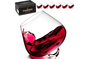 FAHIMEH Bicchieri Whisky Rum Cognac vino Cristallo Rotanti Senza Stelo Degustazione Vetro Inclinati Liquore brandy Cocktail Tumbler Grappa Bicchiere Personalizzato Regalo Set da 6pc 200ml