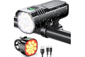 ISEYOU Luci Bicicletta LED, [8+7 Modalità & 9+9 LED Super Luminosa] Luci Bici, Luce Bici Anteriore e Posteriore Ricarica Rapida USB, Impermeabile IP65, per MTB, Notturna, Campeggio Moto Ciclismo