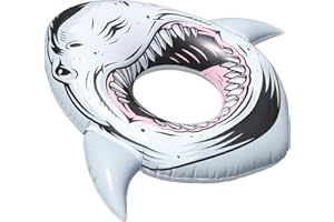 ROUSKY Flotador inflable de tiburón para piscina, paseo en la piscina, fiesta, salón, juguetes para niños, pequeño anillo de natación inflable, flotador de piscina, flotadores de tiburón para diversión