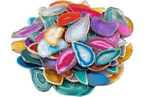 KYEYGWO 10 Pcs Polished Agate Geode Slices Stone for Home Decoration, Irregular Healing Crystals for Jewelry Making, Place Cards for Weddings