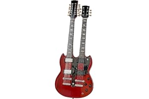 RENI GIFTS Led Zeppelin Miniature Guitar Replica - 25 cm Jimmy Page Double Neck Replica Model, Collectibles, Rock Music Gifts for Men - Solid Mahogany