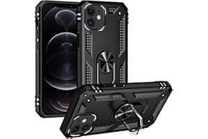 Verco Hybrid Armor Shiel Case do iPhone 12, iPhone 12 Pro, bardzo wytrzymałe, z magnetycznym uchwytem na palec, etui na telefon komórkowy do iPhone 12, 12 Pro, czarne