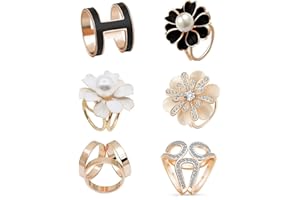 FLOATDREAM 6 Pièces Soie Écharpe Boucle Clip, Broches Clip Foulard, Pince à Foulard en Métal Avec Anneau en Tissu, pour les Vêtements Quotidiens, les Mariages, les Danses, les Cadeaux de Noël (Or)