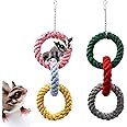 2 Pack Sugar Glider Climbing Toys, Colorful Sugar Glider Hanging Three-Ring Swing Toys, Sugar Glider Hamster Rats Toys, Cage Accessories for Birds Ferret Hamster Squirrel Chinchilla Parrots