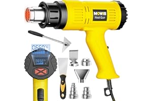 MOWIS 2000W Pistola ad Aria Calda Pistola Termica con display digitale LCD 60 ℃ – 650 ℃ Variabile Temperatura, Memoria di Accensione Per Sverniciare, Riscaldare e Scongelare