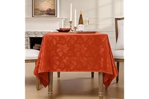 Romanstile Obrus na jesień odporny na plamy 240 x 140 cm pomarańczowy prostokątny obrus na 6-8 miejsc obrus żakardowy wodoodporny dekoracyjny na przyjęcie urodzinowe, kuchnia, jadalnia, 1 sztuka