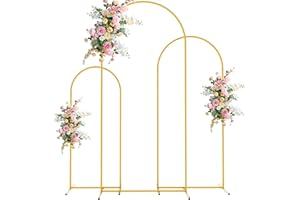 Wokceer Wedding Arch Backdrop Stand 6FT, 5FT, 4FT Set of 3 Gold Metal Arch Backdrop Stand for Wedding Ceremony Baby Shower Birthday Party Garden Floral Balloon Arch Decoration