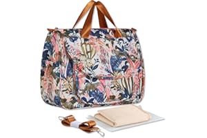 SONARIN Large Capacity Stylish Baby Nappy Changing Tote Bag,Waterproof Baby Changing Bag Satchel Messenger Bag Portable Travel Diaper Bag with Shoulder Strap & Changing Mat