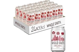 Whole Earth Bibita Frizzante Gassata al Gusto Cola, Ingredienti Naturali e Biologici, Dolcificata solo Succhi di Frutta presenti nella Ricetta senza Zuccheri Aggiunti, 100% Riciclabile, 24x33cl