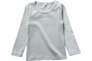 BINIDUCKLING Kinder Basic Top Mädchen Jungen Langarm-T-Shirt Einfarbig