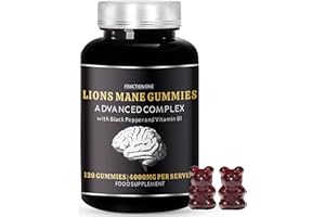 Fraction One Lions Mane Mushroom Gummies – 120 Gummies – 4000 mg per Serving, Lions Mane Extract 15:1, Black Pepper, BioPerine Extract 10:1 and Vitamin B1 – Supports Nerve Health – 60 Days Supply