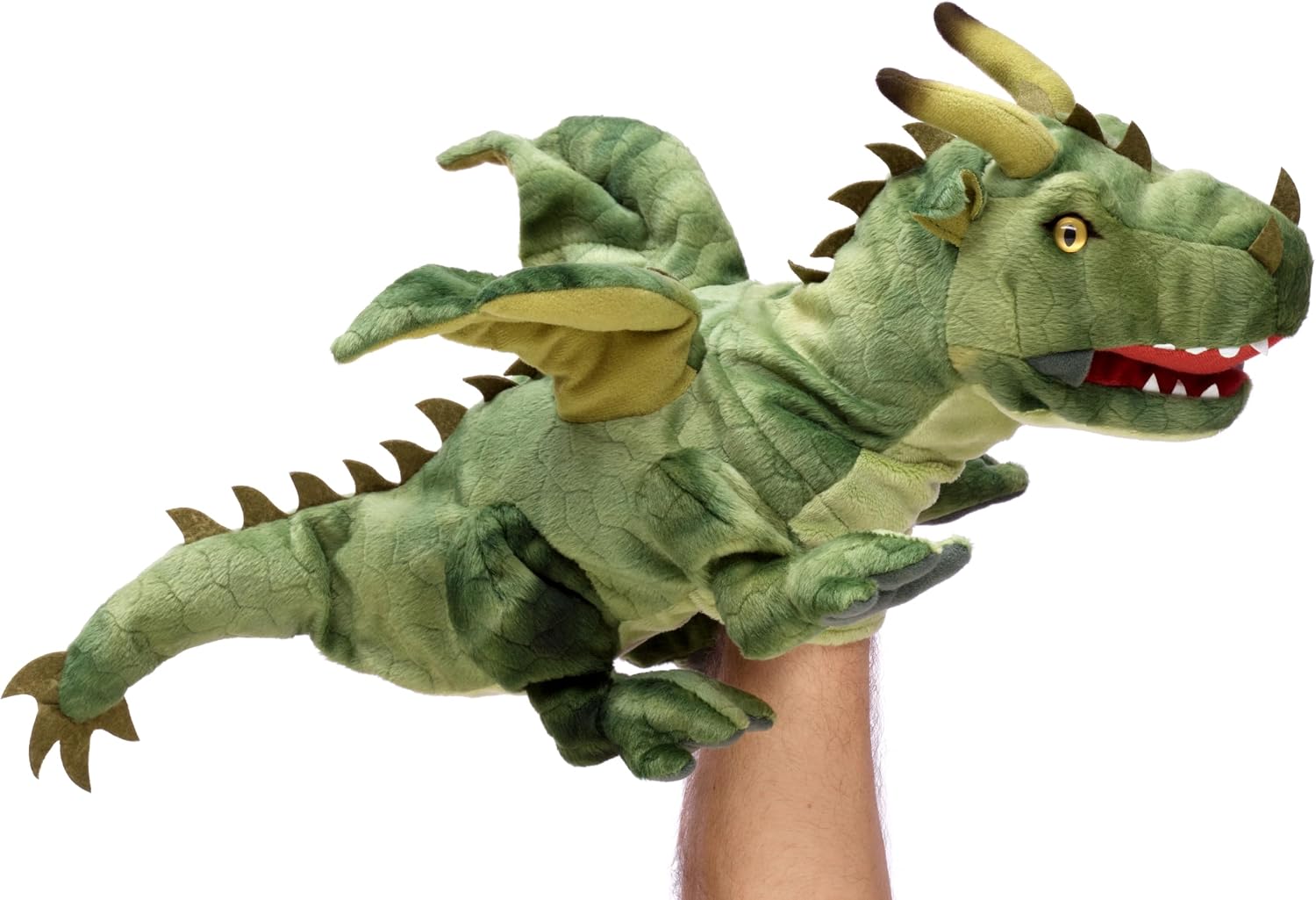 Uni-Toys - Marioneta de Mano con dragón (Verde) - 49 cm (Longitud) - Peluche
